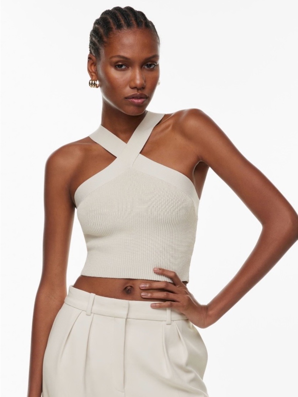 Aritzia sculpt cross neck top